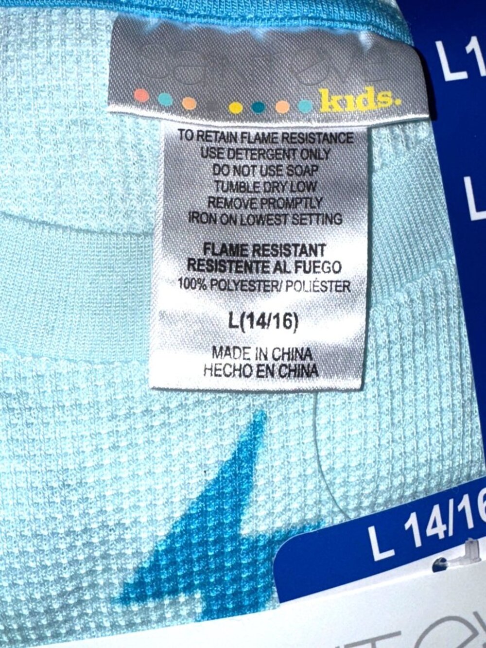 Saint Eve Kids Youth 4Pc Thermal Pajama Set L 14/16 Blue Lightning Print - Picture 2 of 4